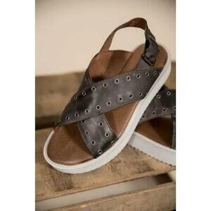 NEW Bed Stu Roan Hali Platform Sandals Grey Leather Slingback Lightweight 9